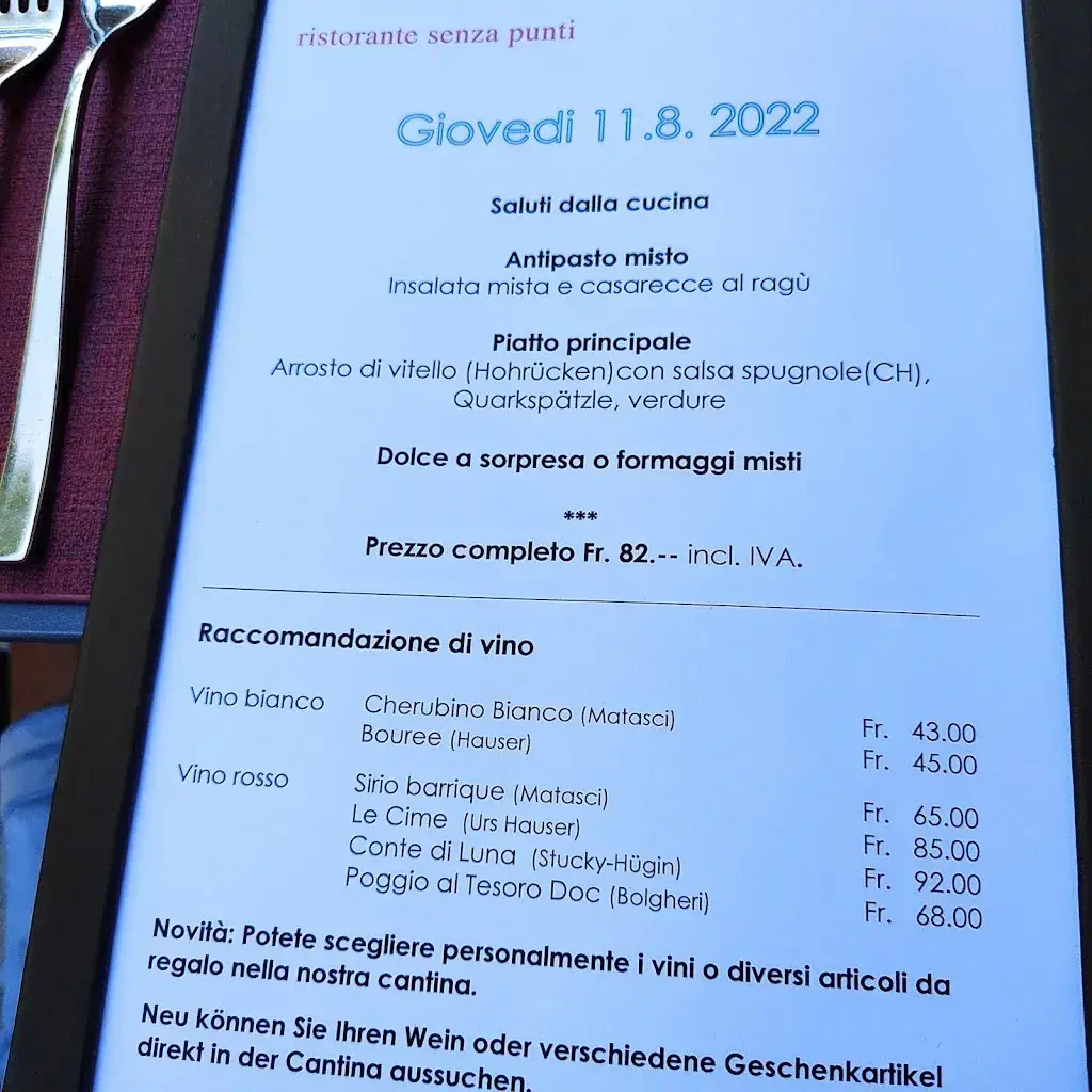 Senza Punti ristorante a Contra