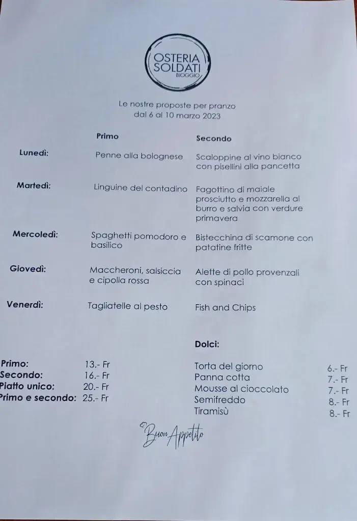 Osteria Soldati restaurant in Bioggio