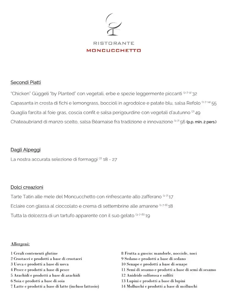 Menü_Moncucchetto Ristorante e Cantina_Lugano_Bild_1