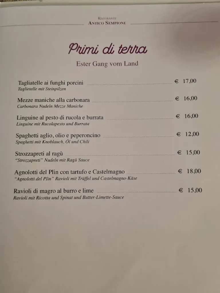 Menü_Ristorante Antico Sempione_Italy_Bild_2
