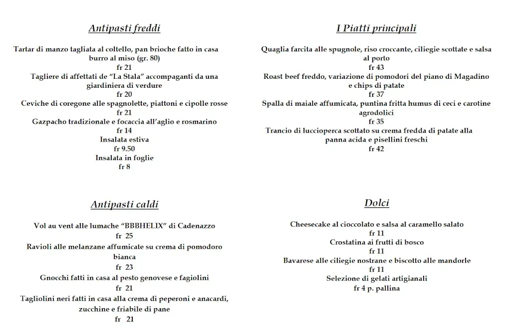 Agriturismo La Stala restaurante en Mezzovico-Vira