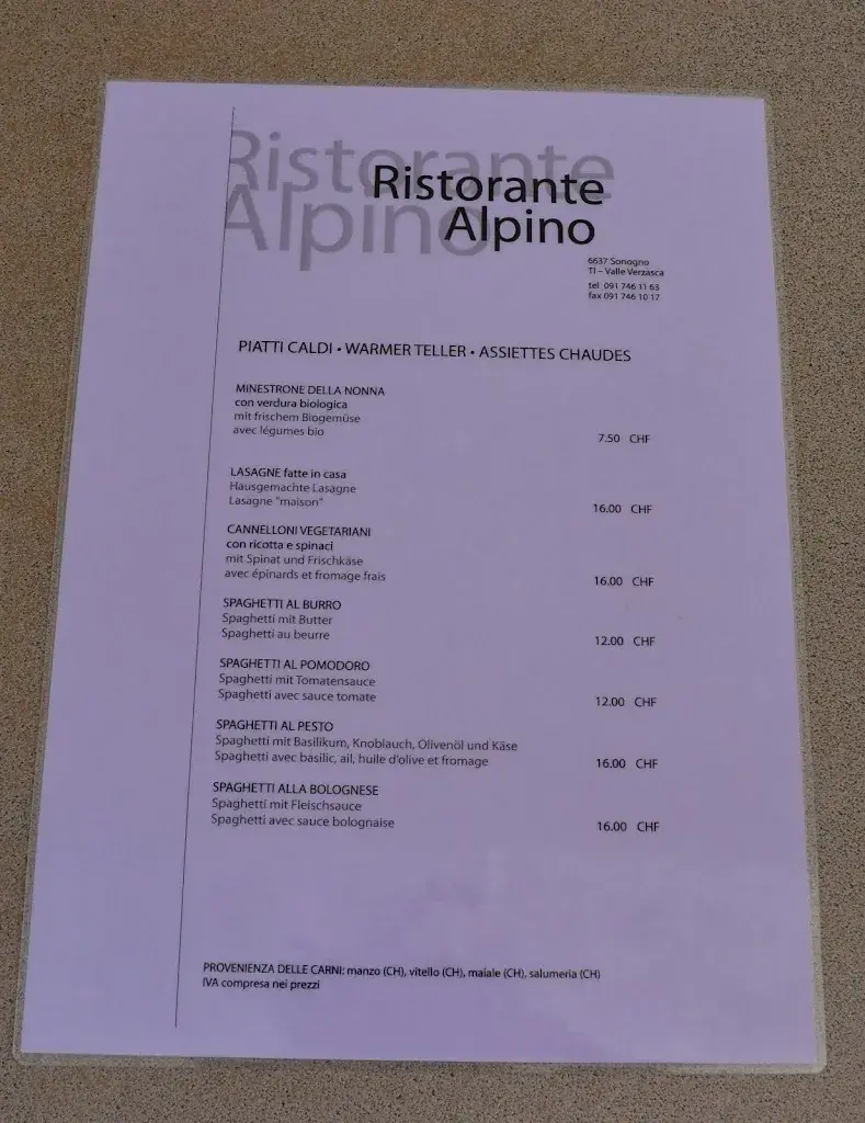 Ristorante Alpino - con alloggio ristorante a Sonogno