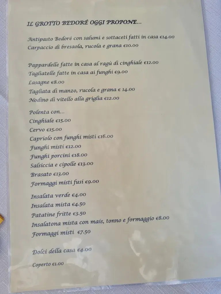 Menu_Ristorante Pizzeria Grotto Bedorè_Italy_image_3