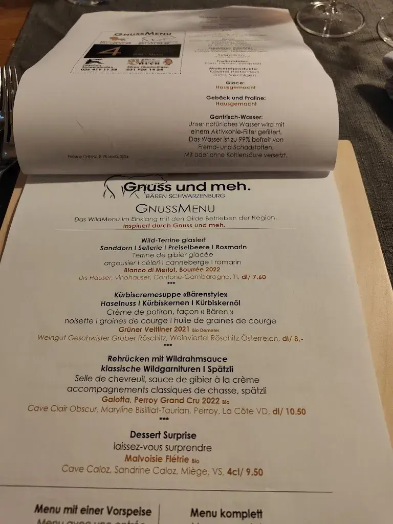 Menu_Restaurant Bären_Schwarzenburg_immagine_2