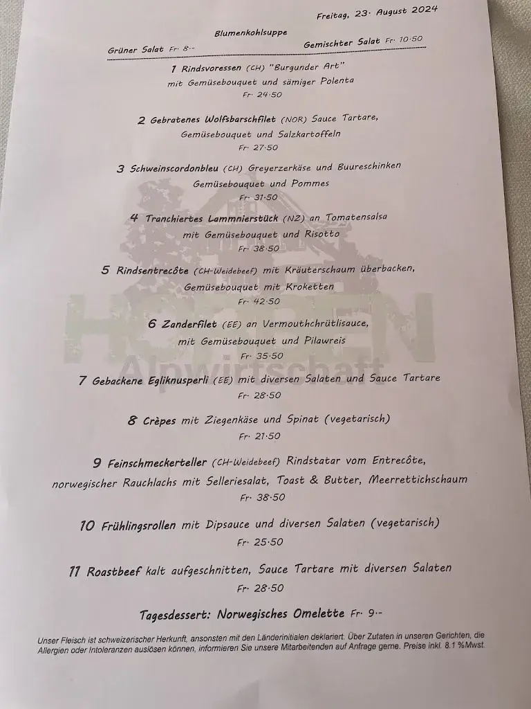 Alpwirtschaft Horben restaurant in Beinwil (Freiamt)