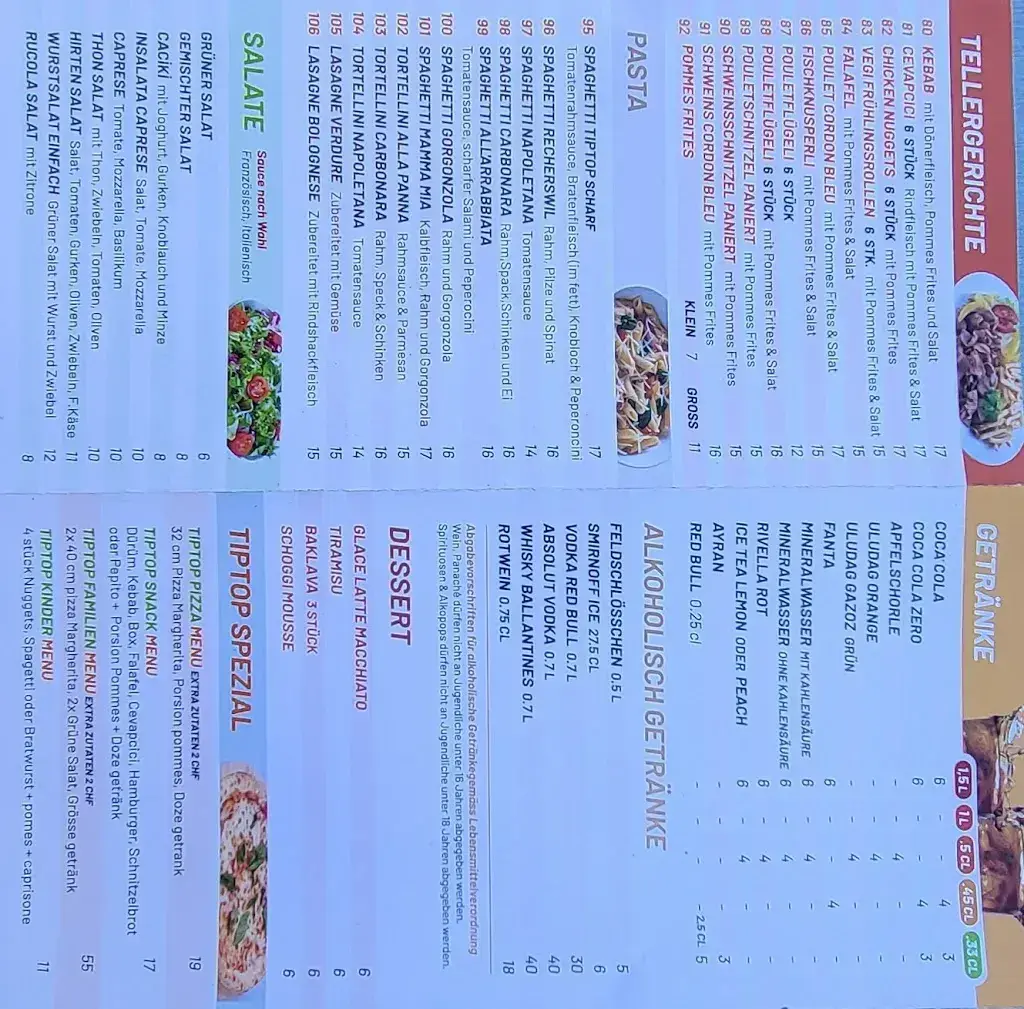 Menü_TIPTOP PIZZERIA_Recherswil_Bild_2