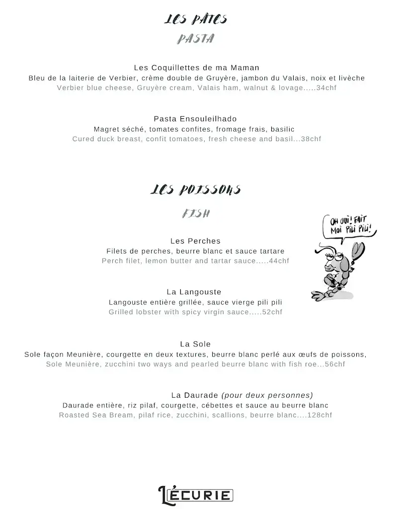 Menu_L'Ecurie Restaurant_Verbier_image_4