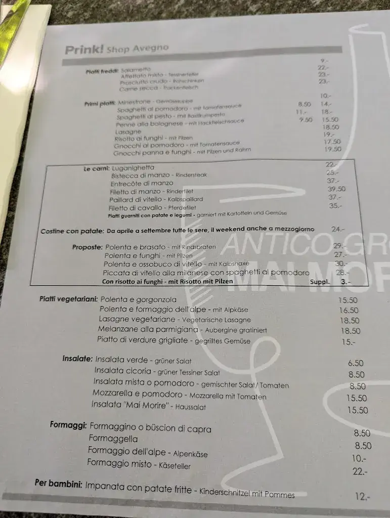 Grotto Mai Morire restaurant in Avegno