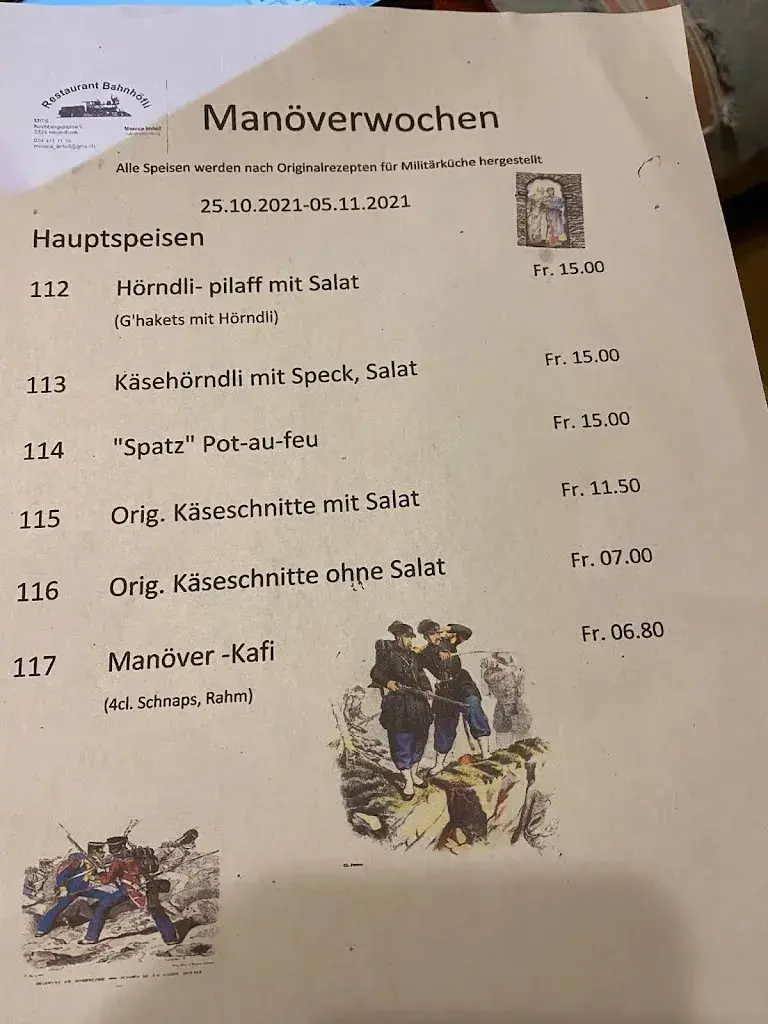 Bahnhöfli restaurant in Hindelbank