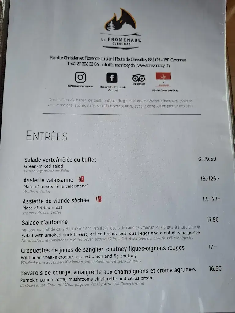 Restaurant La Promenade_Leytron_menu_image_1