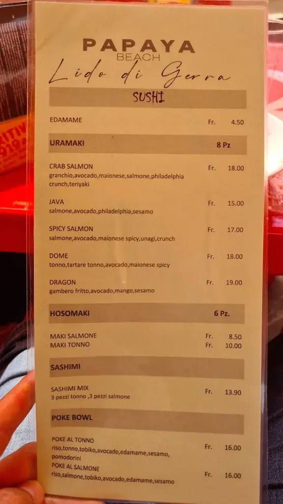 Menu_Papaya Beach - Lido di Gerra_Gerra_image_2