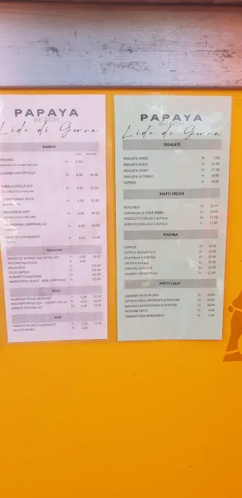 Menu_Papaya Beach - Lido di Gerra_Gerra_image_3