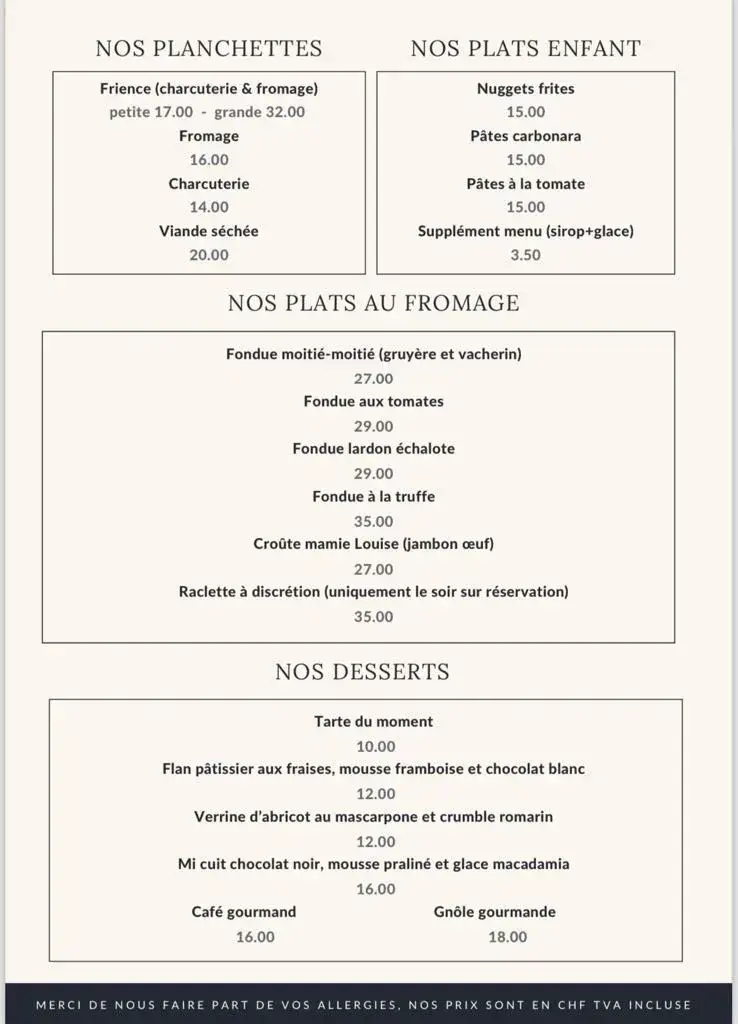 Menü_Refuge de Frience_Gryon_Bild_2