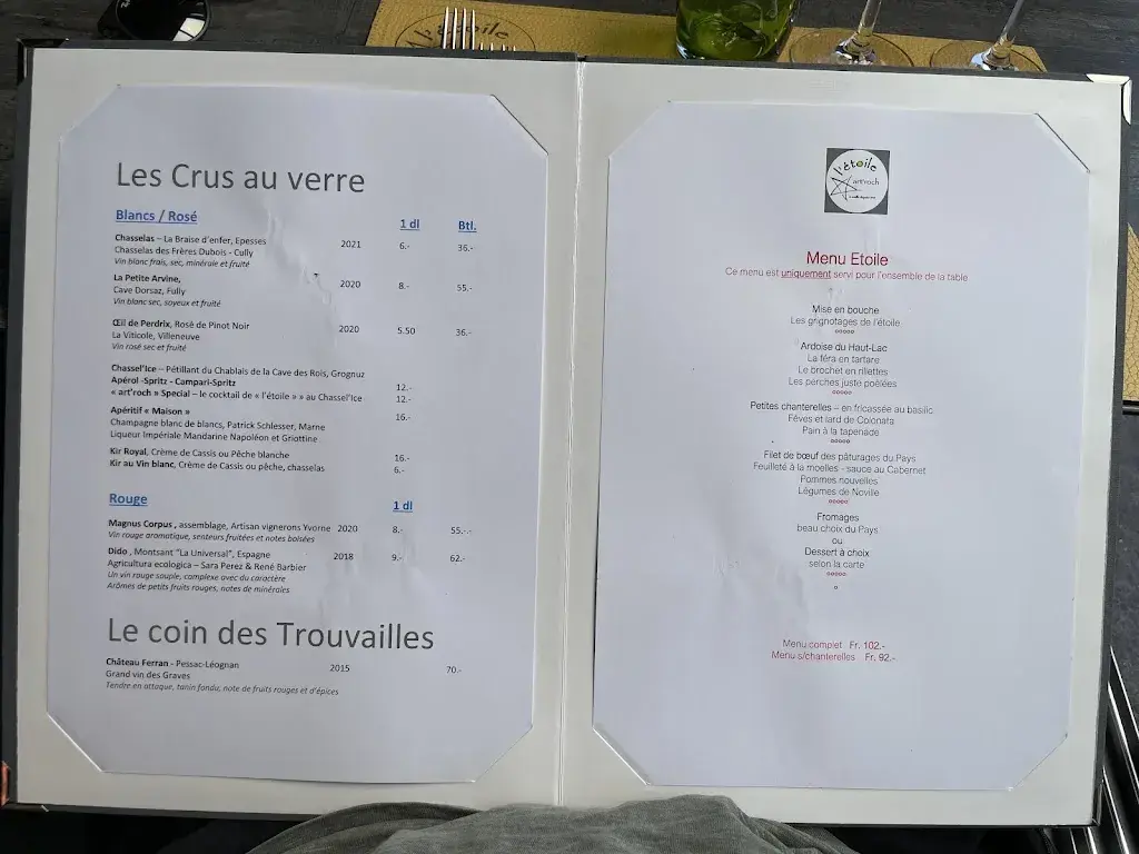 Menu_Restaurant de l'Etoile_Noville_image_2