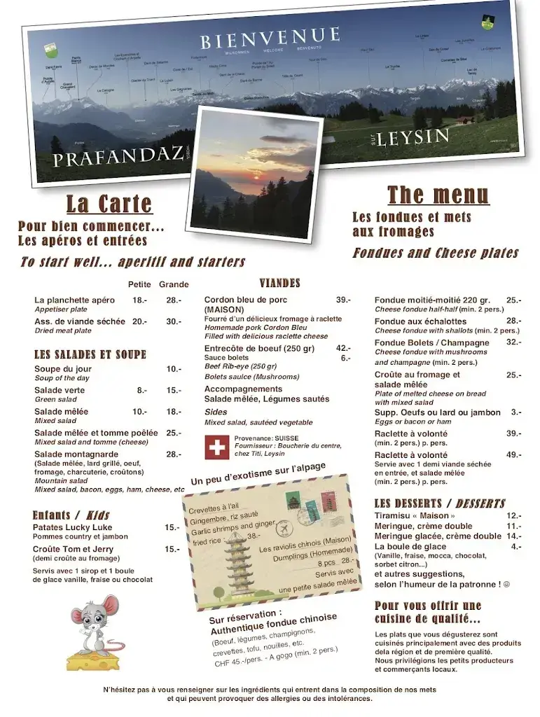 Chalet- Restaurant de Prafandaz_Leysin_menu_image_1