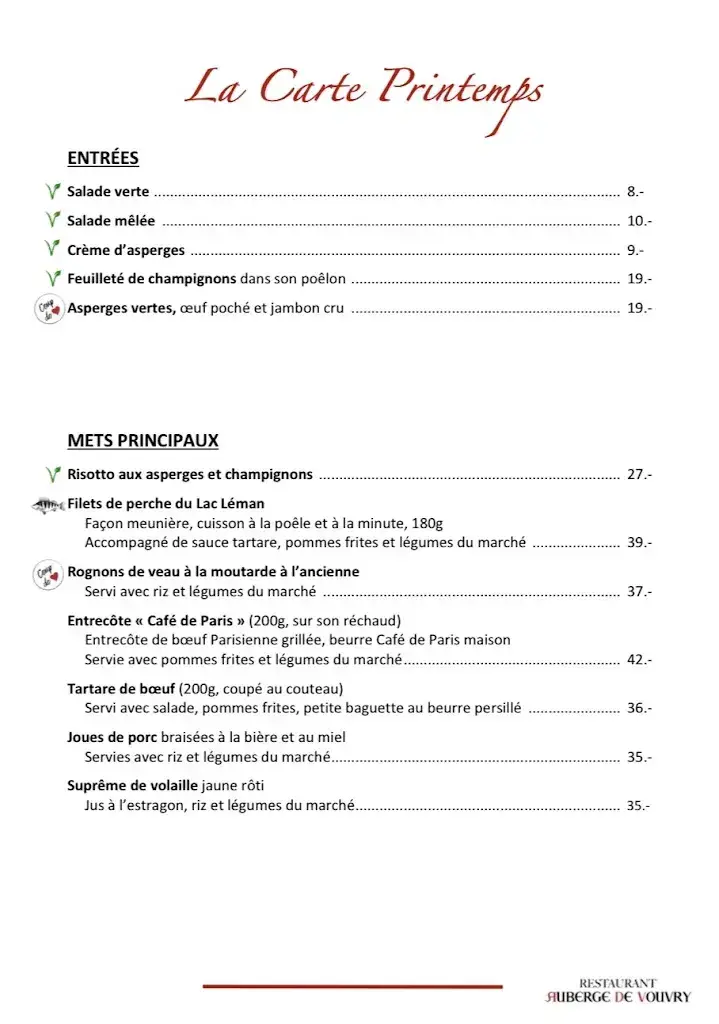Menu_Restaurant Auberge de Vouvry_Vouvry_image_2