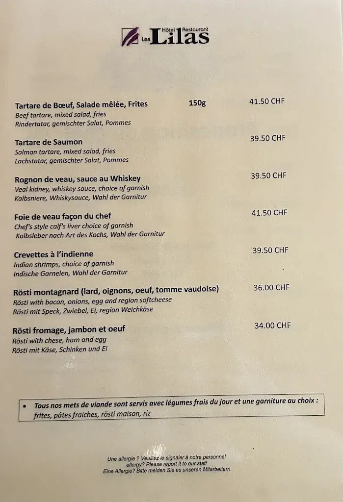 Menu_Hôtel Restaurant Les Lilas_Les Diablerets_image_2