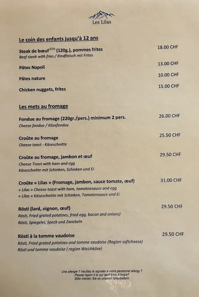 Menu_Hôtel Restaurant Les Lilas_Les Diablerets_image_3