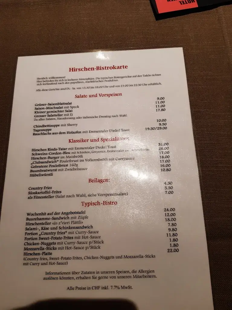 Menu_Hotel Hirschen_Langnau im Emmental_image_1