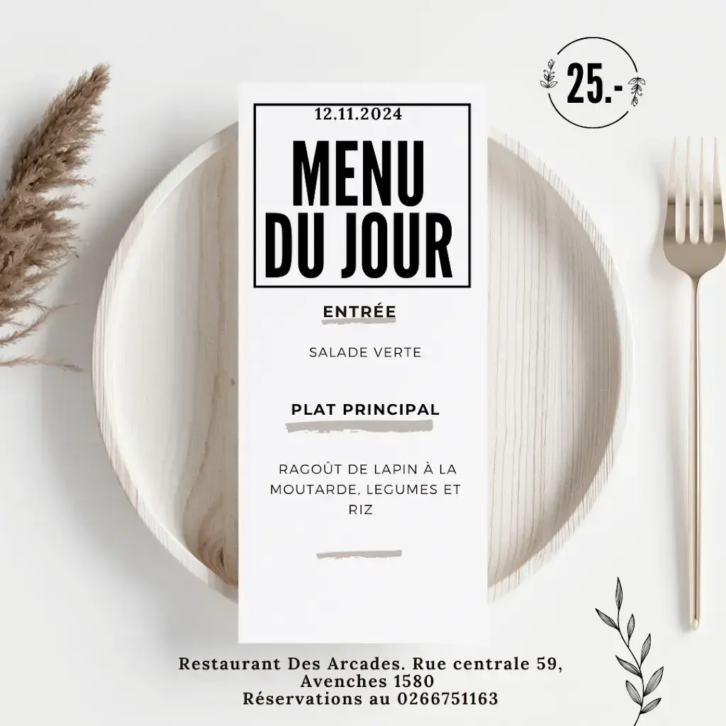 Menu_Restaurant des Arcades_Avenches_image_2
