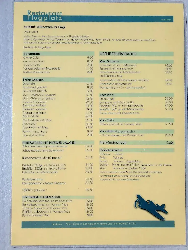 Menu_Restaurant Flugplatz Wangen_Wangen_image_2