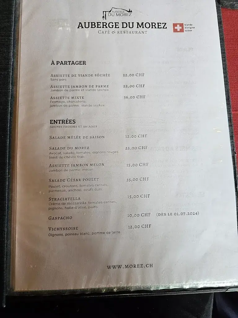 Menu_Auberge du Morez_Vaulion_image_2
