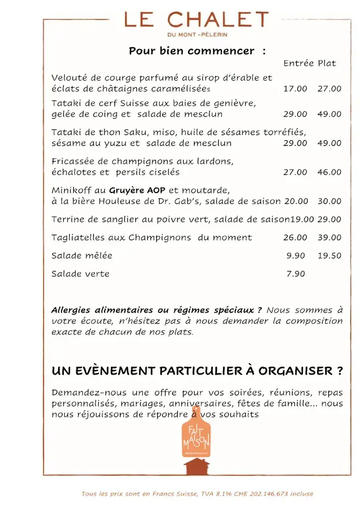 Menu_Restaurant Le Chalet du Mont-Pèlerin_Chardonne_image_2