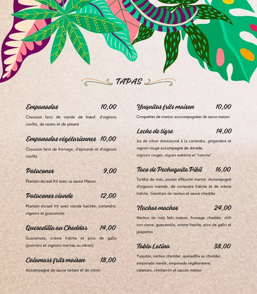 Menu_Latino Restaurant & Bar_Clarens_image_3