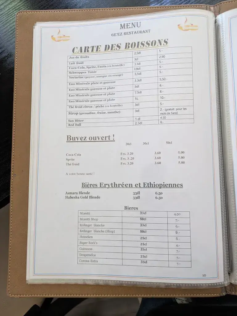 Menu_Ge'ez Restaurant Éthiopiens et Érythréens_Lausanne_image_2