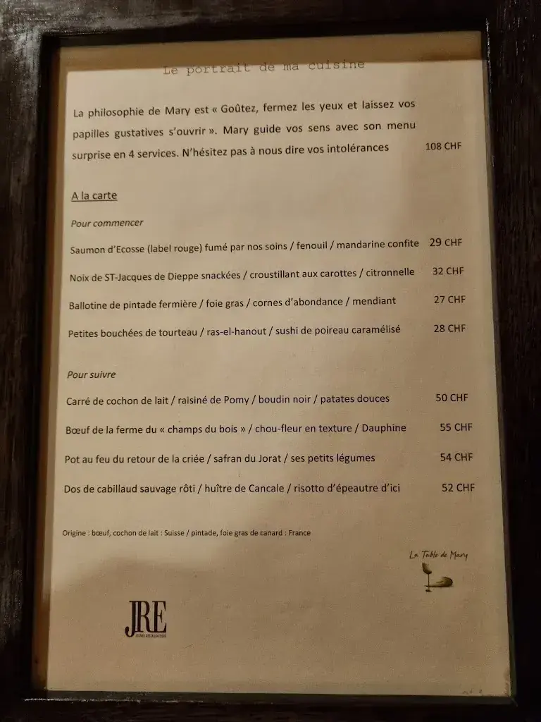 Menu_Table de Mary_Cheseaux-Noréaz_immagine_2