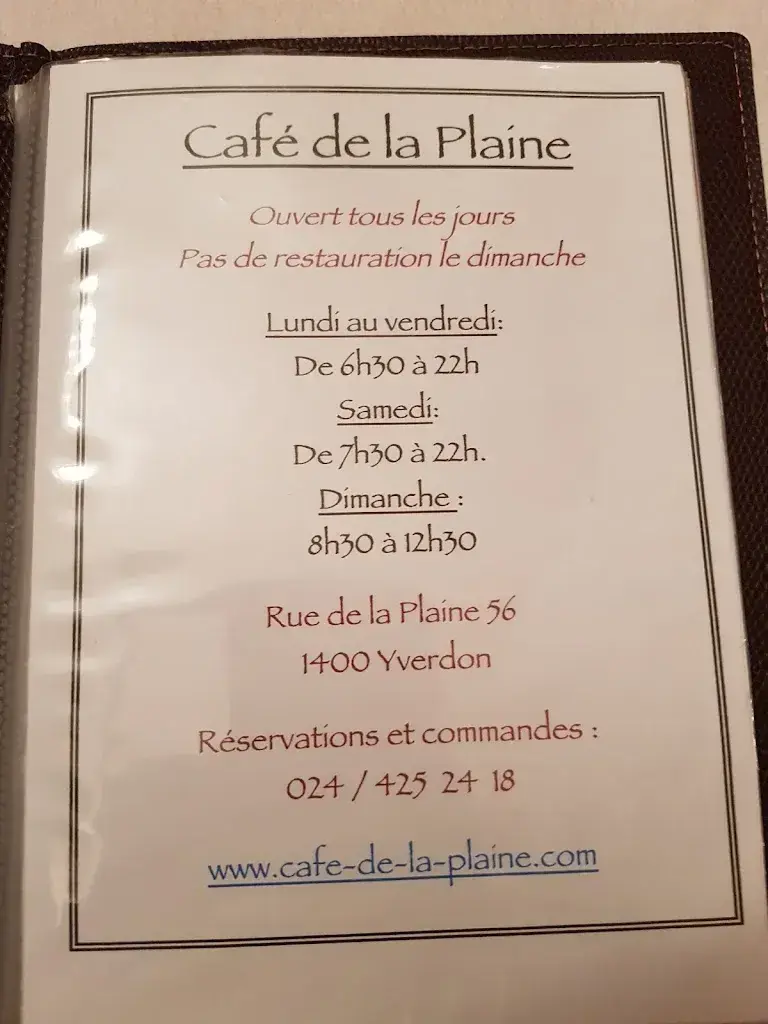 Menu_Café Restaurant de la Plaine_Yverdon-les-Bains_image_4