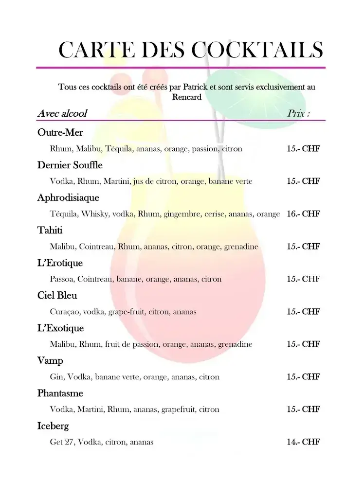 Menu_Bar Karaoké Le Rencard_Echallens_image_2