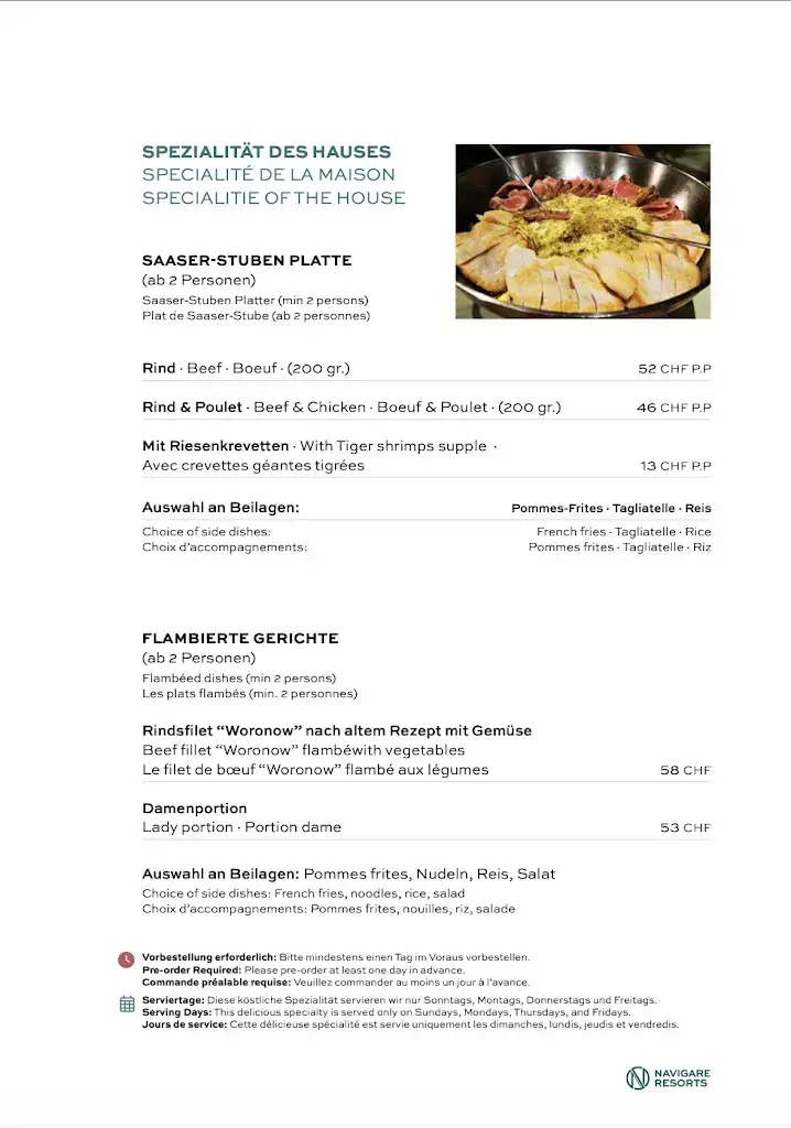 Restaurant Saaser-Stube restaurant à Saas-Fee