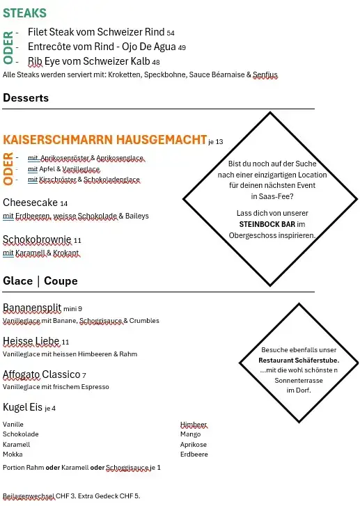 Menü_Restaurant STEINBOCK Saas-Fee (ehem. Arvu Stuba)_Saas-Fee_Bild_2