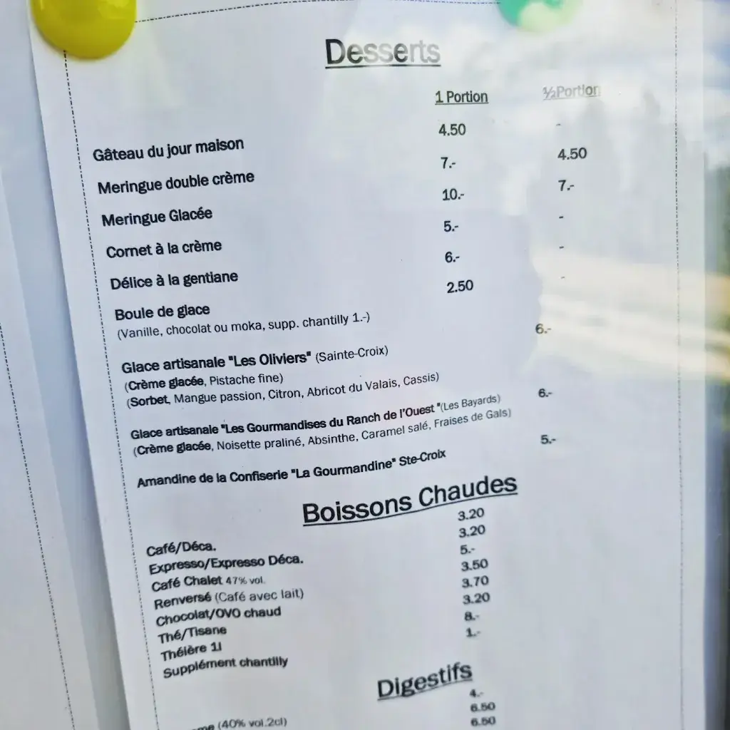 Menü_Chalet Restaurant Les Avattes_Sainte-Croix_Bild_3