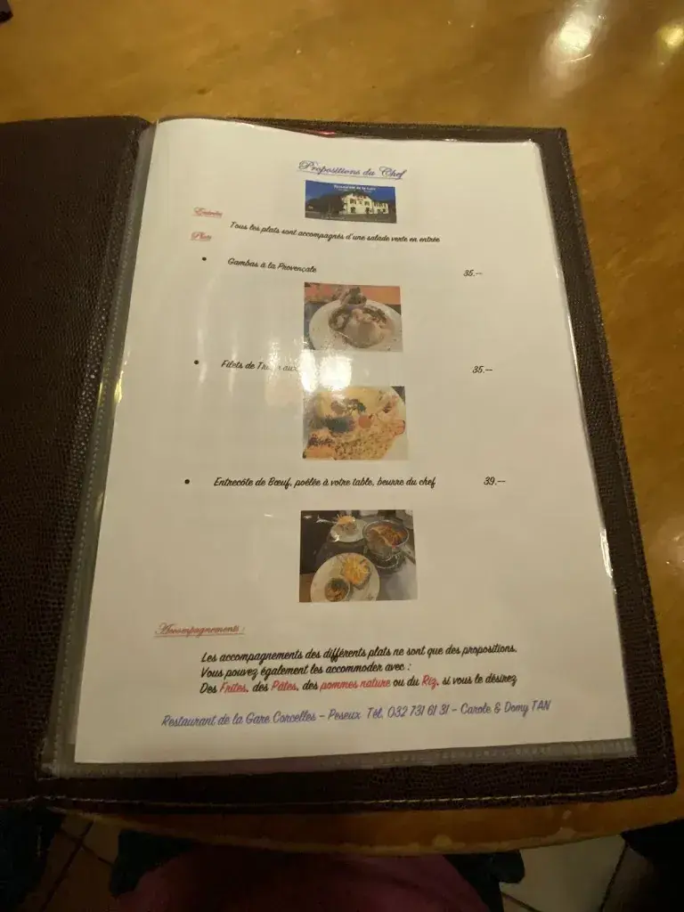 Menu_Restaurant de la Gare. Salle au 1 - er etage_Corcelles-Cormondrèche_image_4