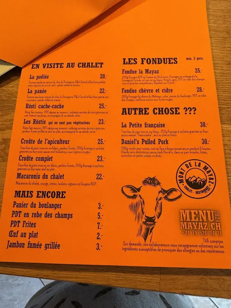 Menu_Mont de la Mayaz - Chalet Restaurant_Sainte-Croix_image_2