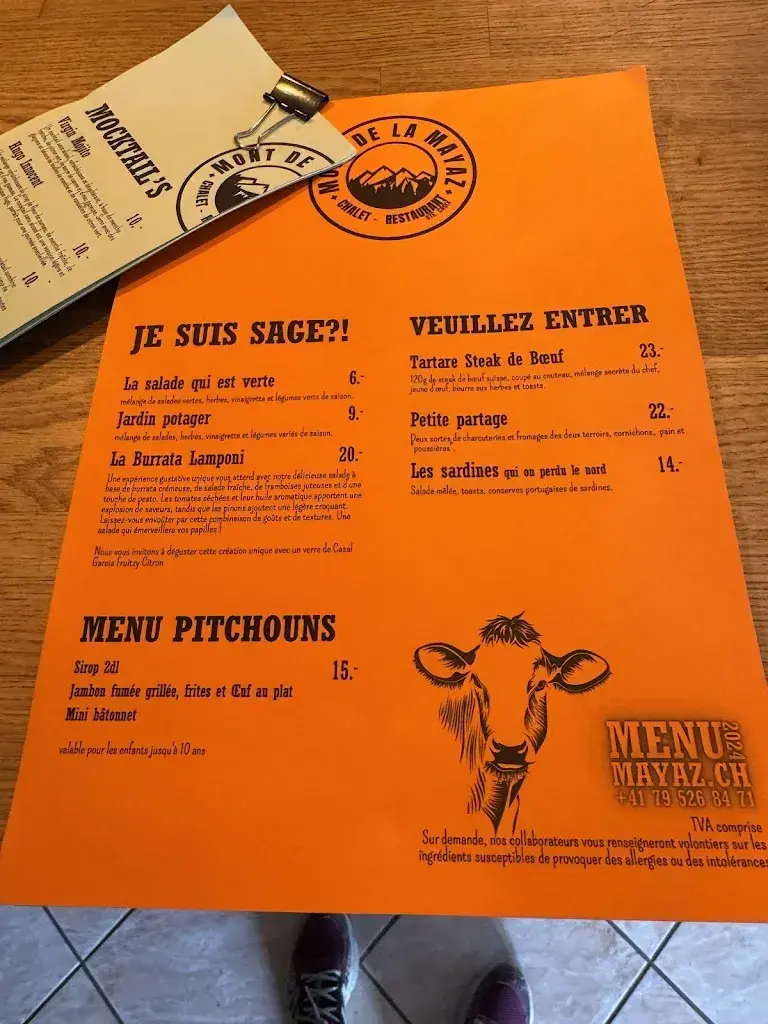 Menu_Mont de la Mayaz - Chalet Restaurant_Sainte-Croix_image_3