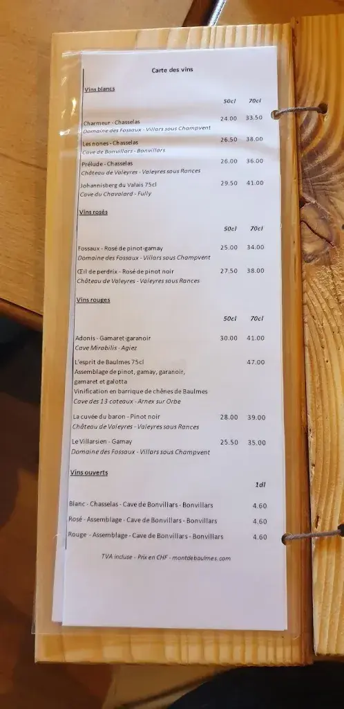 Menu_Chalet restaurant du Mont de Baulmes_Sainte-Croix_image_3