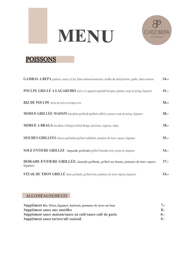 Menu_Café-Restaurant CHEZ BEPA_Crissier_image_3
