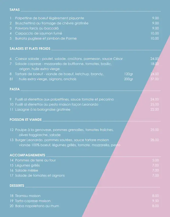 Leonardo Lausanne - Restaurant Italien_Lausanne_menu_image_1