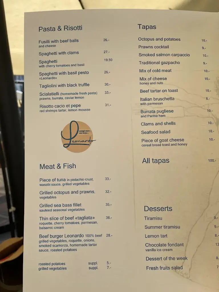 Menu_Leonardo Lausanne - Restaurant Italien_Lausanne_image_4