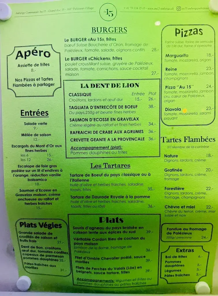 Menu_Au 15 Auberge Communale_Palézieux_image_3