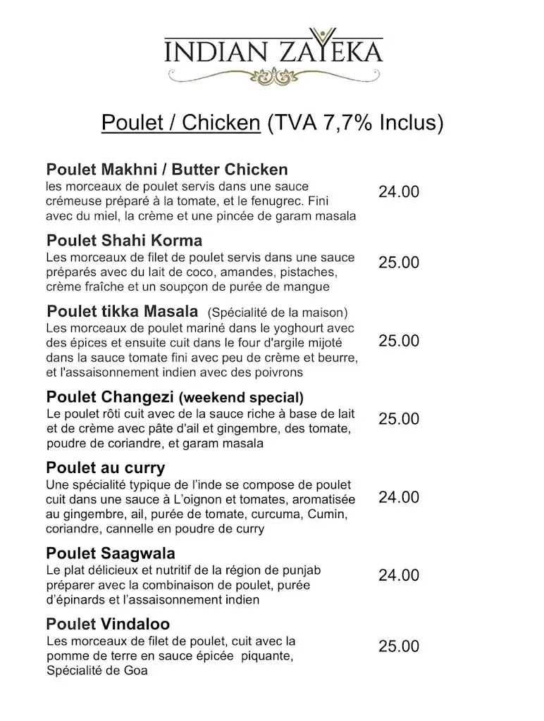 Menu_Indian Zayeka - Indien Restaurant_Chavannes-près-Renens_image_2