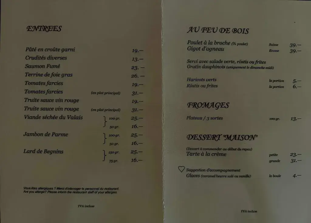 Menu_Auberge de Dully_Dully_imagen_2