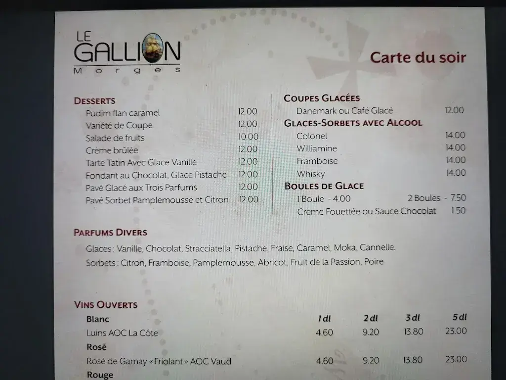 Menu_Restaurant Le Gallion_Morges_immagine_2