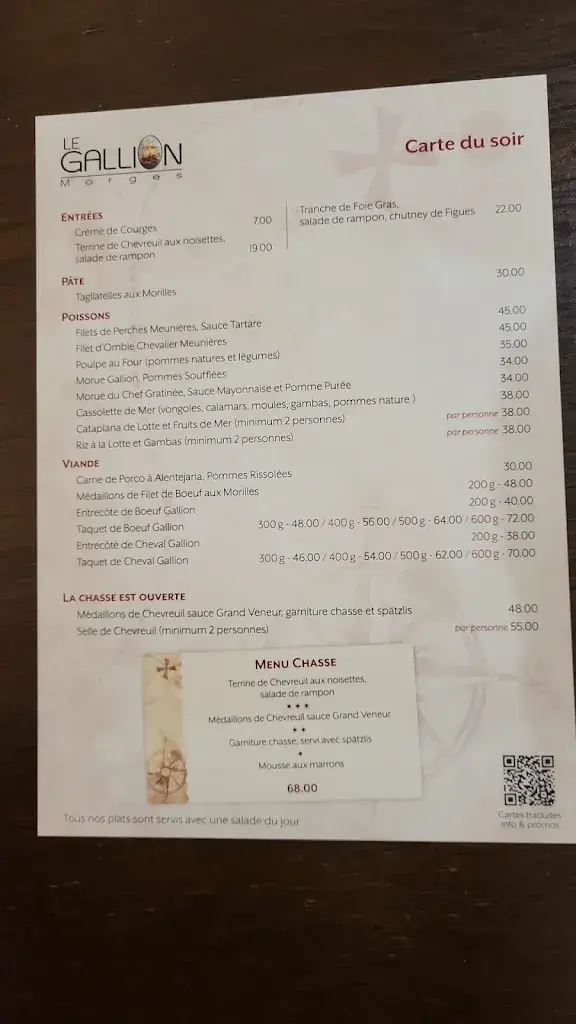 Menu_Restaurant Le Gallion_Morges_immagine_4