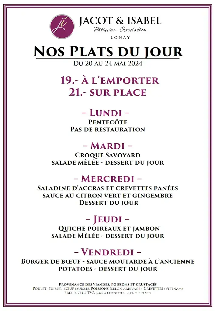 Menu_Jacot&Isabel Boulangerie-Pâtisserie-Chocolaterie_Lonay_image_1