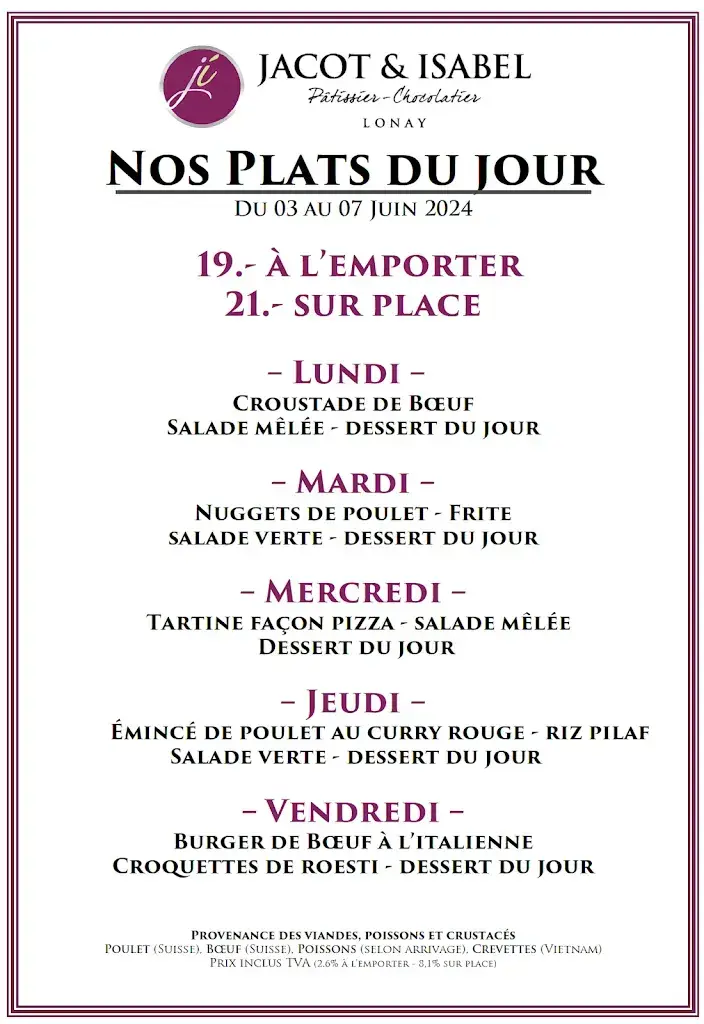 Menu_Jacot&Isabel Boulangerie-Pâtisserie-Chocolaterie_Lonay_image_4