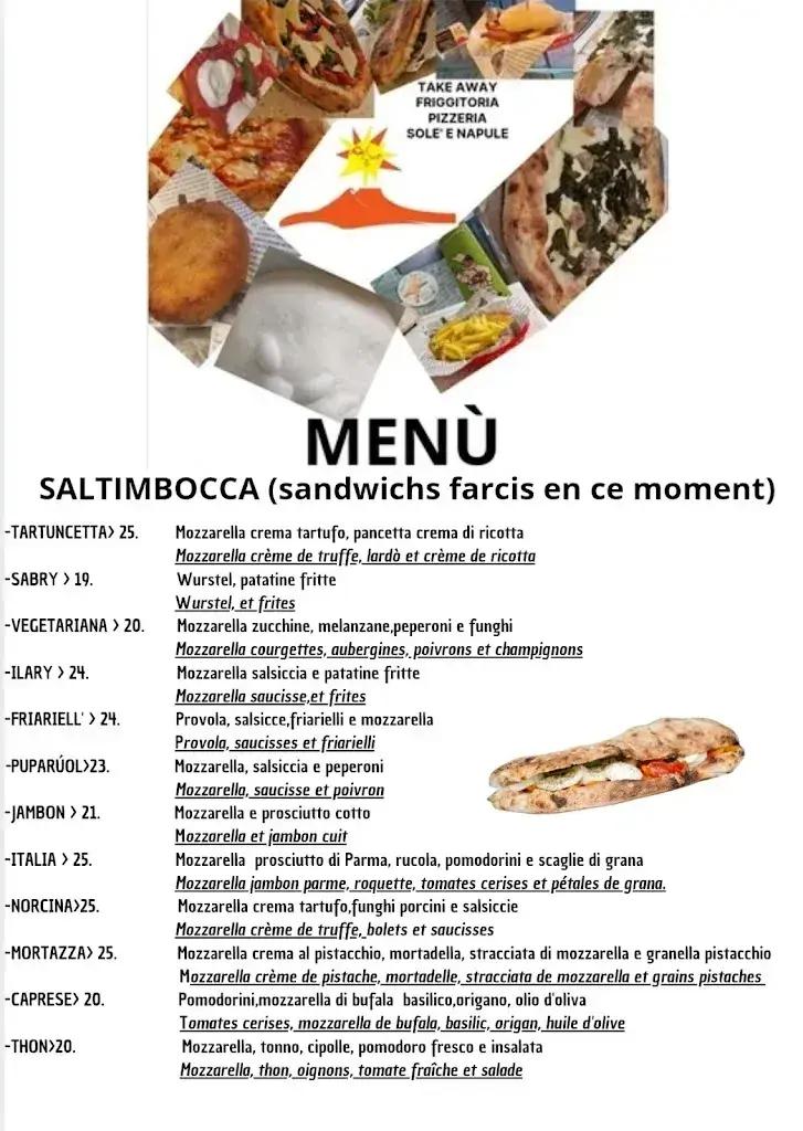 Menu_Pizzeria et friture soleil et napples_Ecublens_image_1